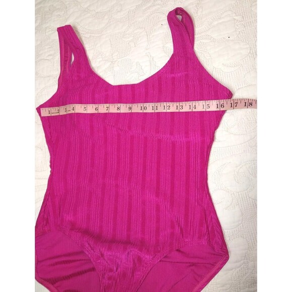 Vintage 90's Catalina Solid Hot Pink Swimsuit Size 1X - Picture 8 of 13